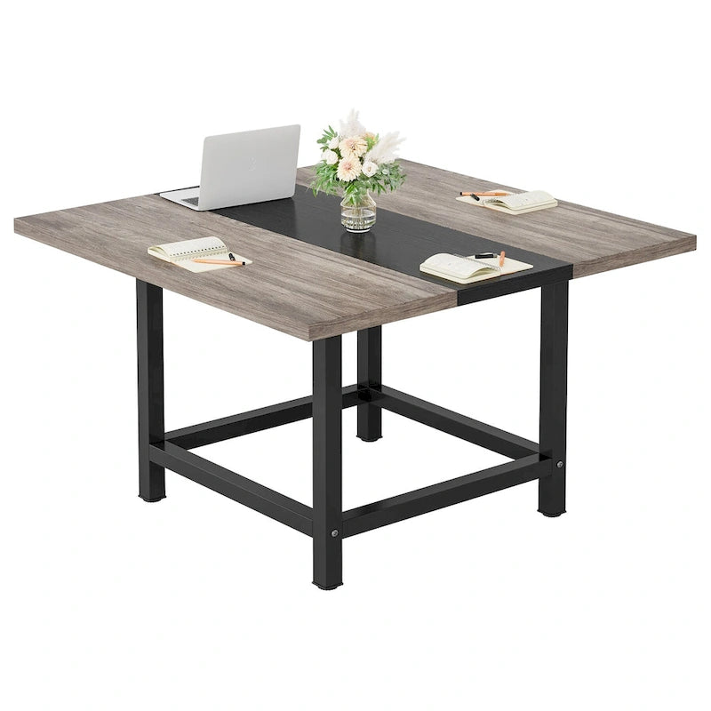 Petite table de salle de conférence pour 4 personnes, bureau carré en bois de 101,6 cm pour bureau à domicile - 99,06 cm de profondeur
