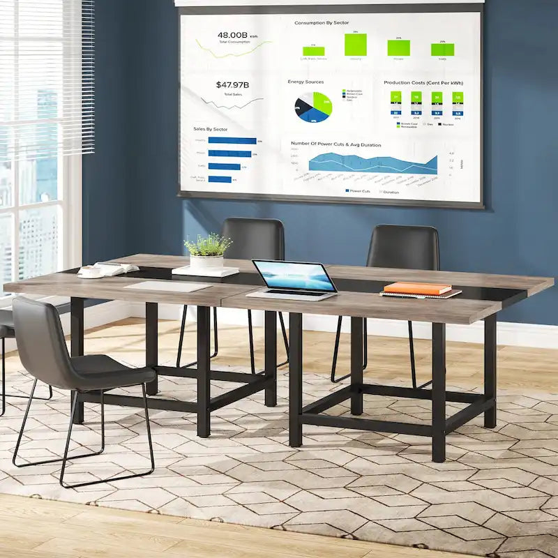 Petite table de salle de conférence pour 4 personnes, bureau carré en bois de 101,6 cm pour bureau à domicile - 99,06 cm de profondeur
