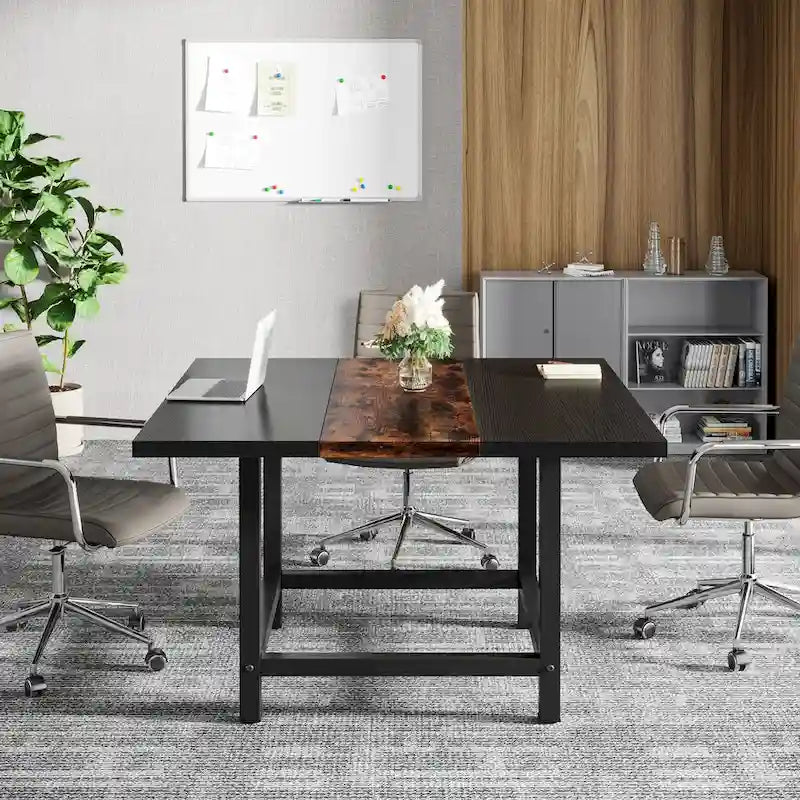 Petite table de salle de conférence pour 4 personnes, bureau carré en bois de 101,6 cm pour bureau à domicile - 99,06 cm de profondeur