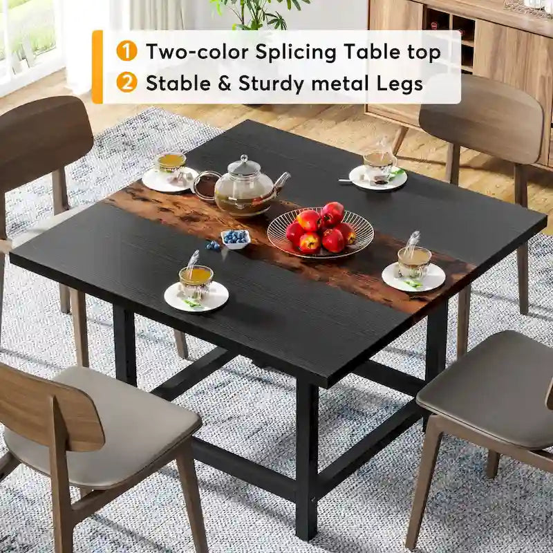 Petite table de salle de conférence pour 4 personnes, bureau carré en bois de 101,6 cm pour bureau à domicile - 99,06 cm de profondeur