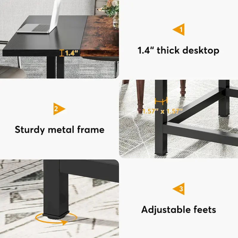 Petite table de salle de conférence pour 4 personnes, bureau carré en bois de 101,6 cm pour bureau à domicile - 99,06 cm de profondeur