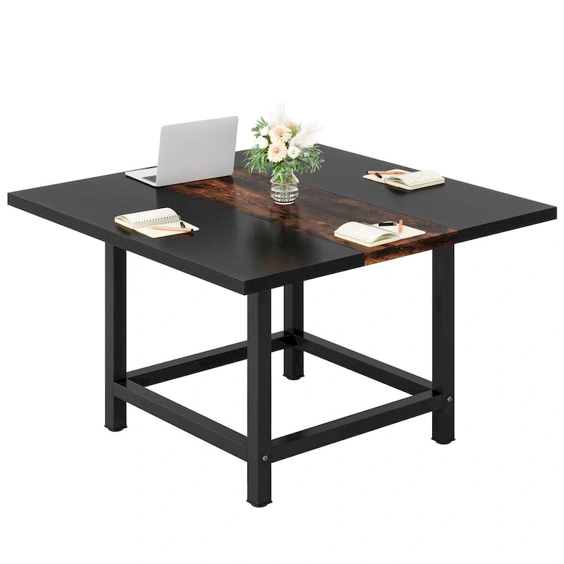 Petite table de salle de conférence pour 4 personnes, bureau carré en bois de 101,6 cm pour bureau à domicile - 99,06 cm de profondeur