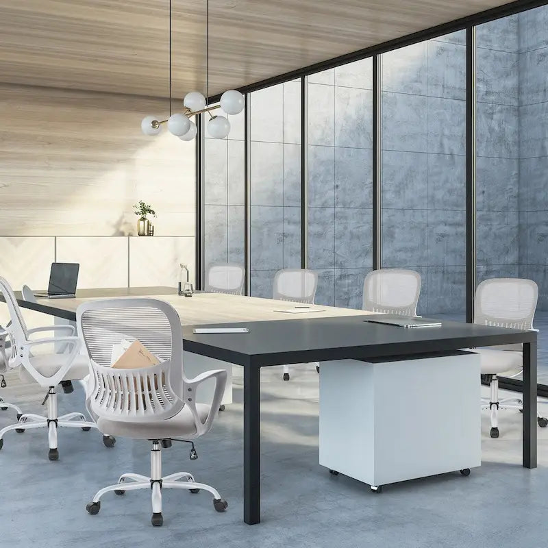 Chaise de bureau ergonomique avec accoudoirs fixes