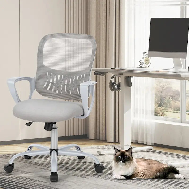 Chaise de bureau ergonomique avec accoudoirs fixes