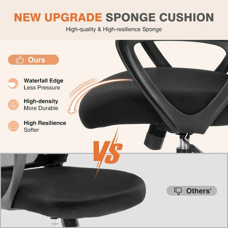 Chaise de bureau ergonomique avec accoudoirs fixes