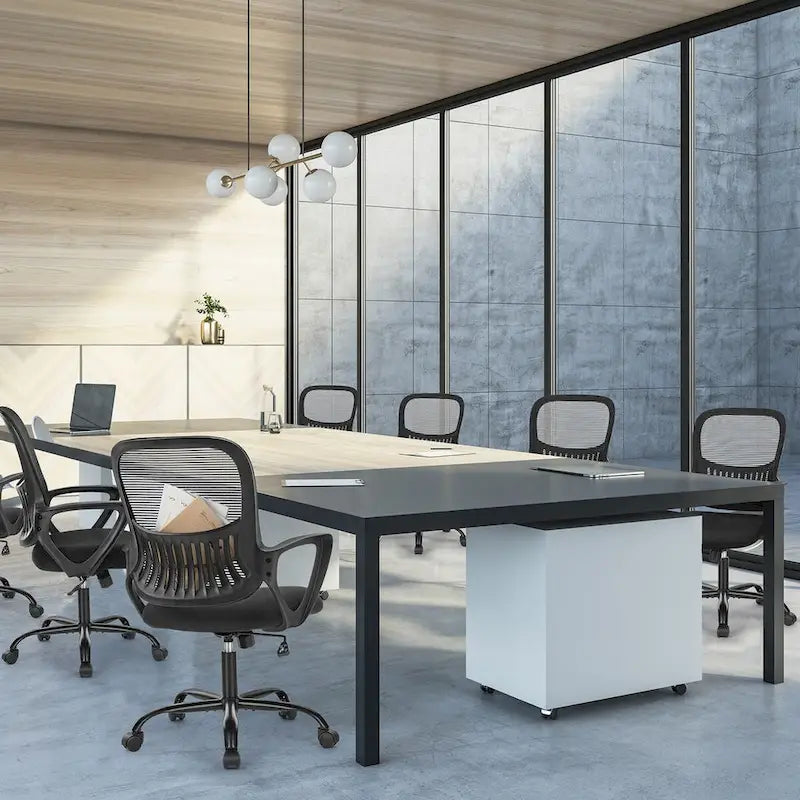 Chaise de bureau ergonomique avec accoudoirs fixes