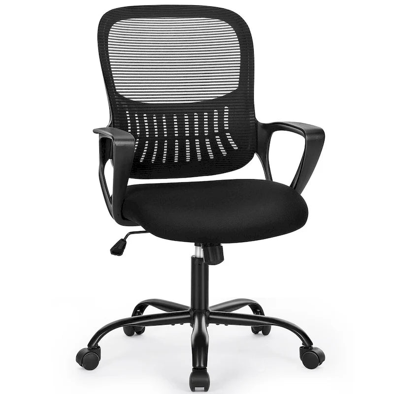 Chaise de bureau ergonomique avec accoudoirs fixes