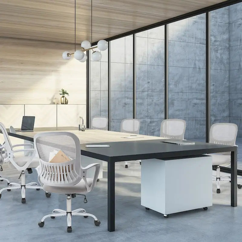 Chaise de bureau ergonomique avec accoudoirs fixes