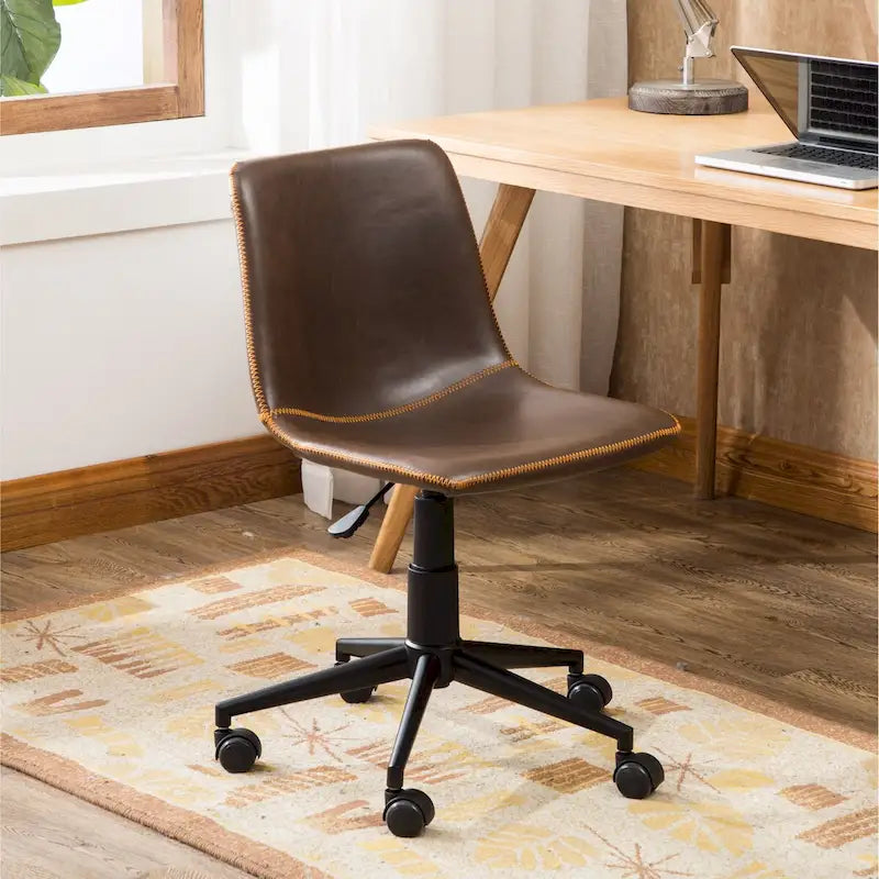 Fauteuil de bureau pivotant à 360° et réglable en hauteur, en similicuir marron antique