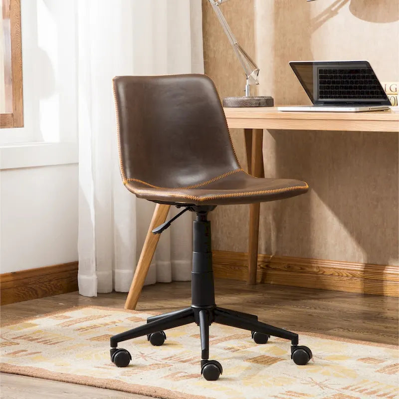 Fauteuil de bureau pivotant à 360° et réglable en hauteur, en similicuir marron antique