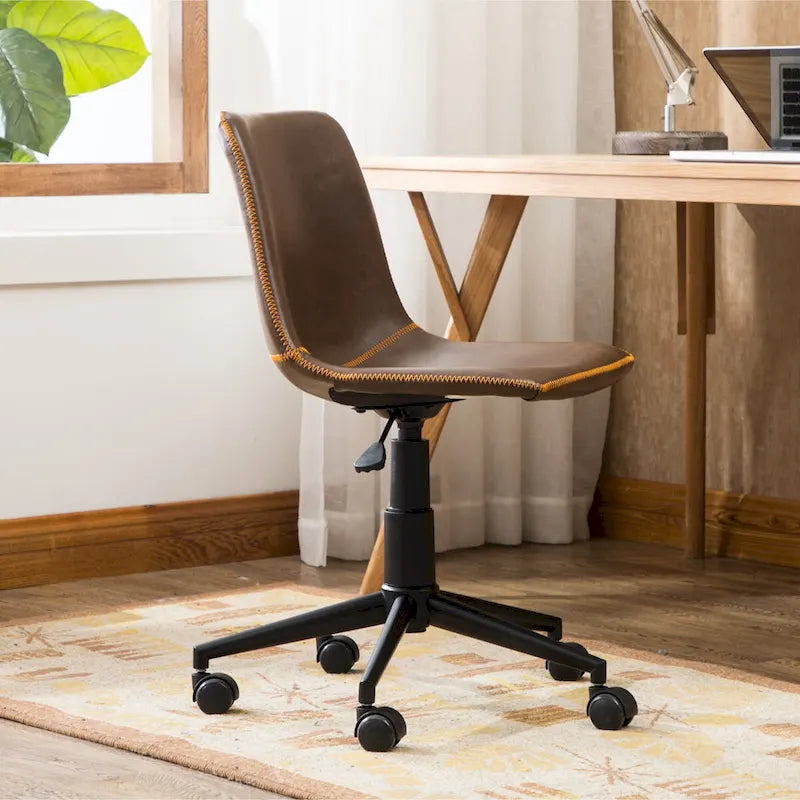 Fauteuil de bureau pivotant à 360° et réglable en hauteur, en similicuir marron antique