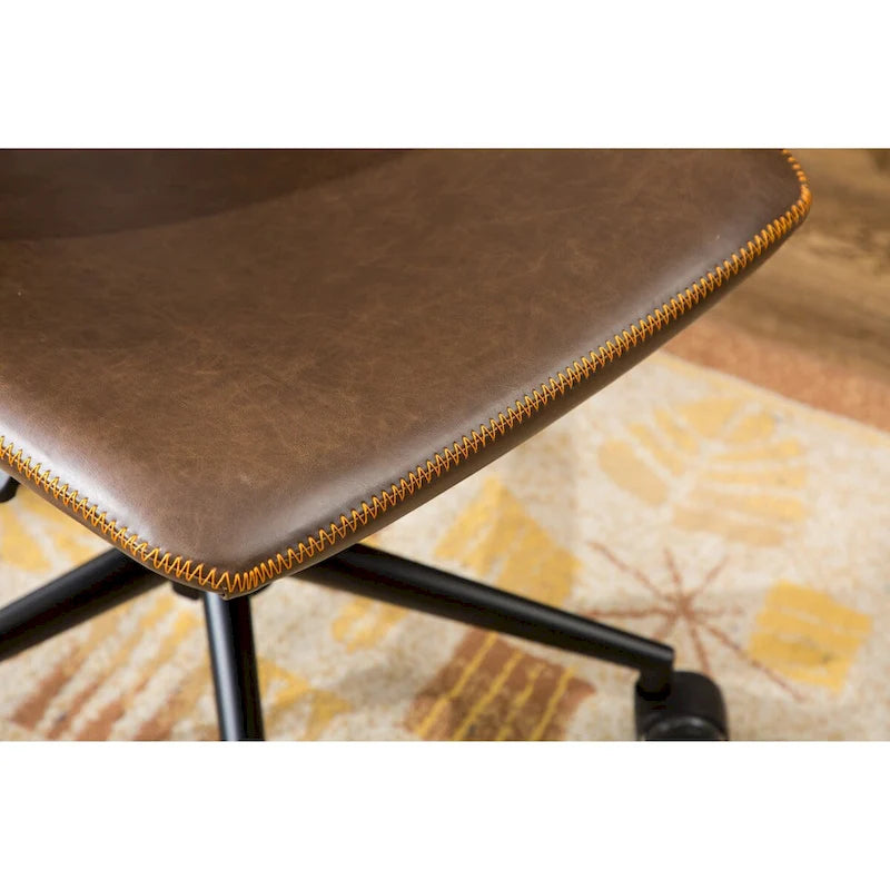 Fauteuil de bureau pivotant à 360° et réglable en hauteur, en similicuir marron antique