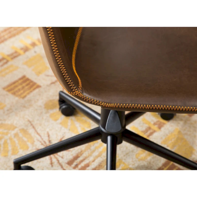 Fauteuil de bureau pivotant à 360° et réglable en hauteur, en similicuir marron antique