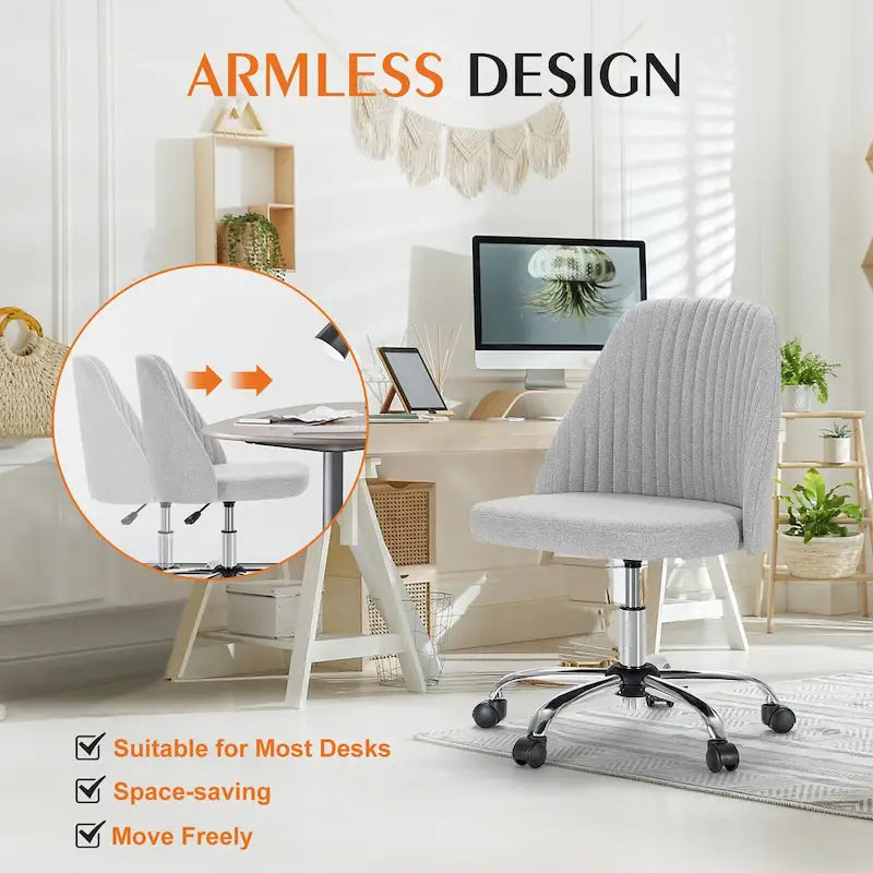 Chaise de bureau à roulettes sans accoudoirs pour petits espaces