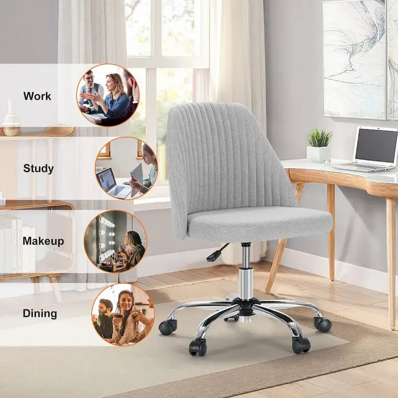 Chaise de bureau à roulettes sans accoudoirs pour petits espaces