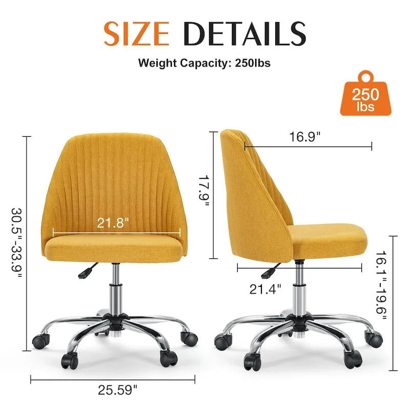 Chaise de bureau à roulettes sans accoudoirs pour petits espaces