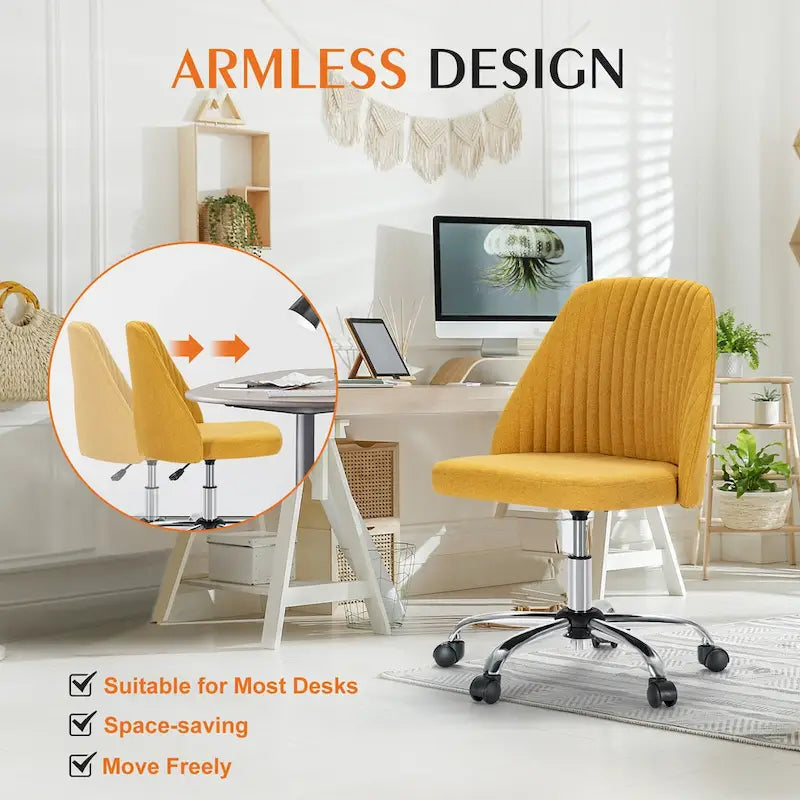 Chaise de bureau à roulettes sans accoudoirs pour petits espaces