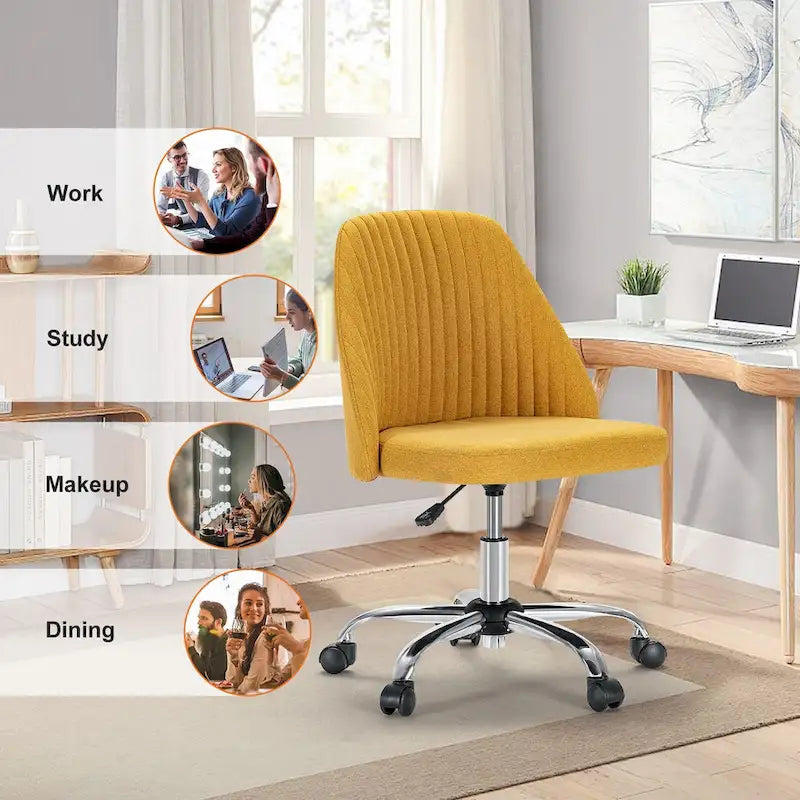 Chaise de bureau à roulettes sans accoudoirs pour petits espaces