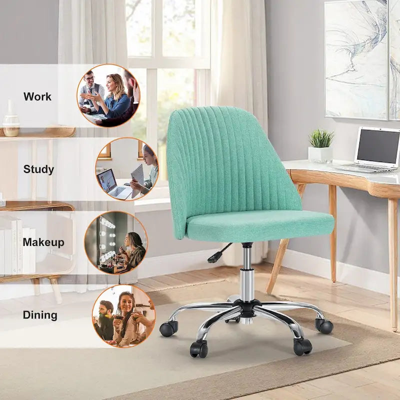 Chaise de bureau à roulettes sans accoudoirs pour petits espaces