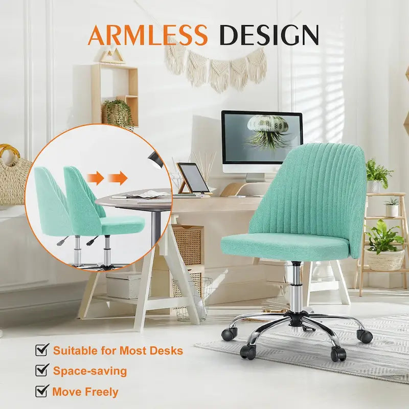 Chaise de bureau à roulettes sans accoudoirs pour petits espaces