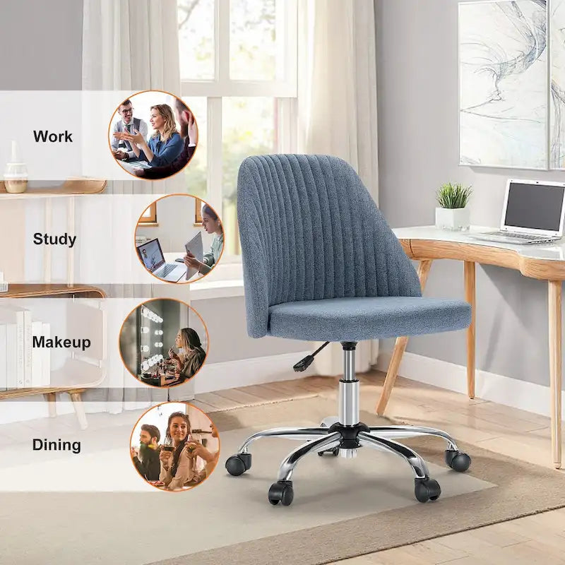 Chaise de bureau à roulettes sans accoudoirs pour petits espaces