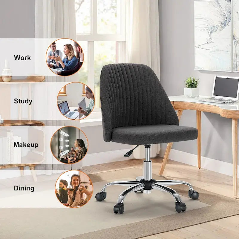 Chaise de bureau à roulettes sans accoudoirs pour petits espaces