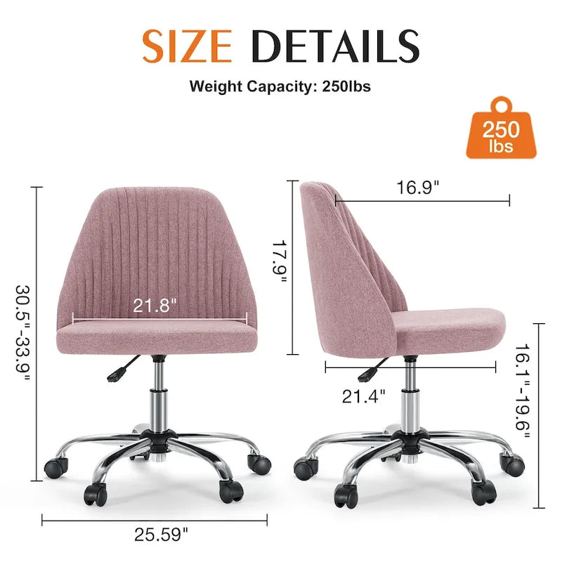 Chaise de bureau à roulettes sans accoudoirs pour petits espaces
