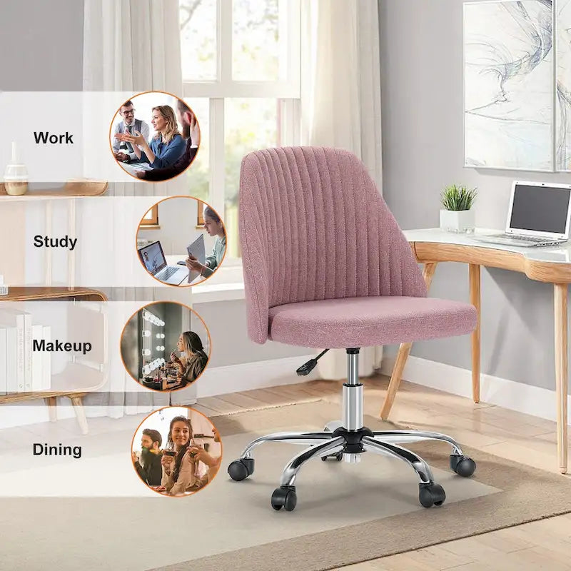 Chaise de bureau à roulettes sans accoudoirs pour petits espaces