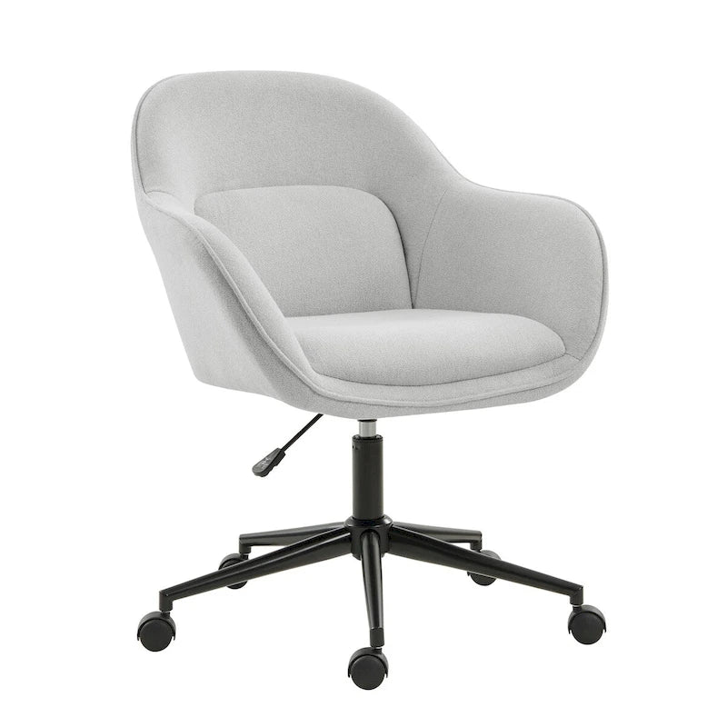Chaise de bureau Victoria à dossier courbé pivotante avec roulettes et base en métal par HULALA HOME