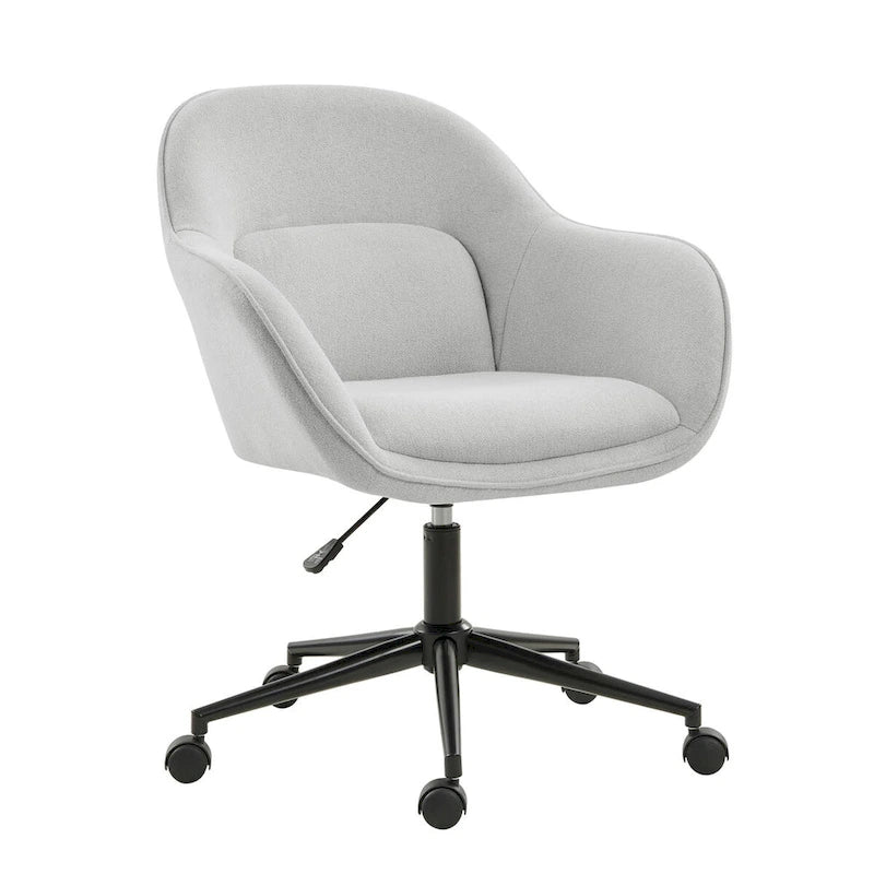 Chaise de bureau Victoria à dossier courbé pivotante avec roulettes et base en métal par HULALA HOME