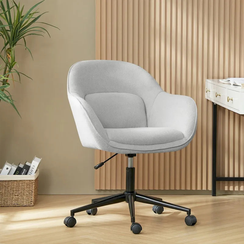 Chaise de bureau Victoria à dossier courbé pivotante avec roulettes et base en métal par HULALA HOME