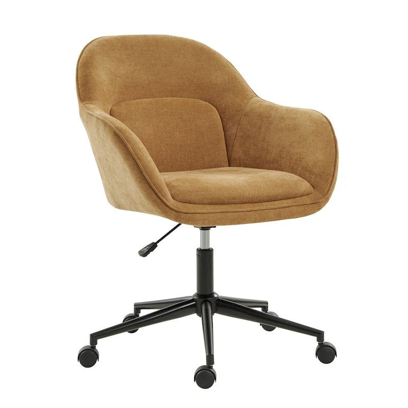 Chaise de bureau Victoria à dossier courbé pivotante avec roulettes et base en métal par HULALA HOME