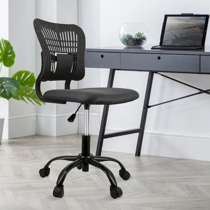 Chaise de bureau ergonomique sans accoudoirs, hauteur réglable, assise en maille