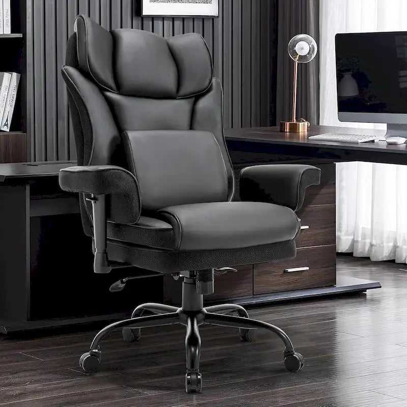 Chaise de Bureau Ergonomique Inclinable avec Accoudoirs Rembourrés Ajustables et Support Lombaire Massant