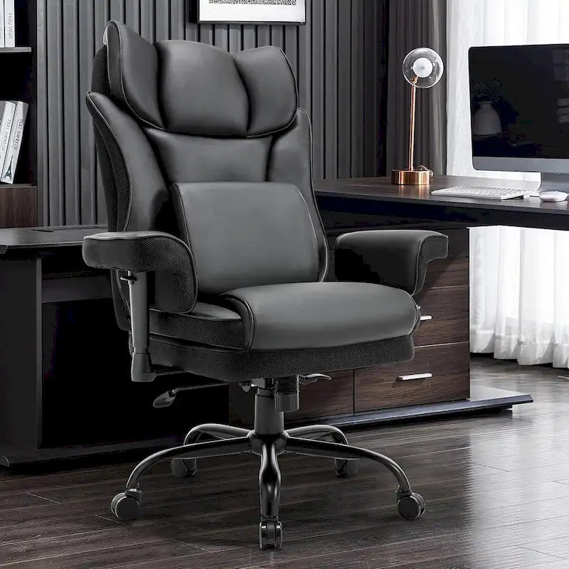Chaise de Bureau Ergonomique Inclinable avec Accoudoirs Rembourrés Ajustables et Support Lombaire Massant