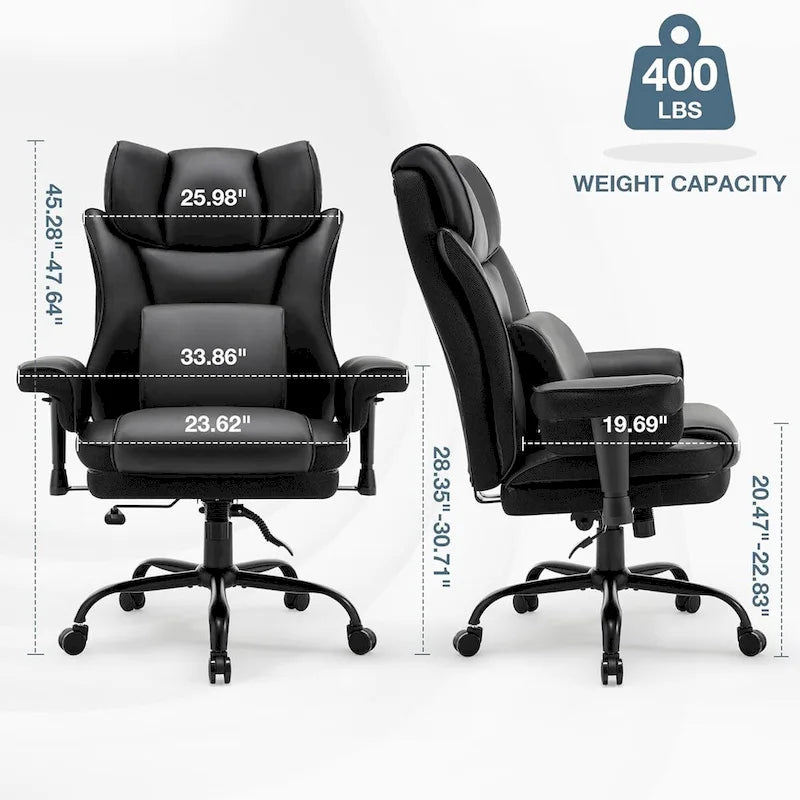 Chaise de Bureau Ergonomique Inclinable avec Accoudoirs Rembourrés Ajustables et Support Lombaire Massant