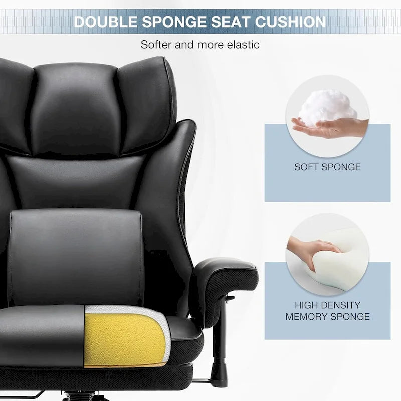 Chaise de Bureau Ergonomique Inclinable avec Accoudoirs Rembourrés Ajustables et Support Lombaire Massant