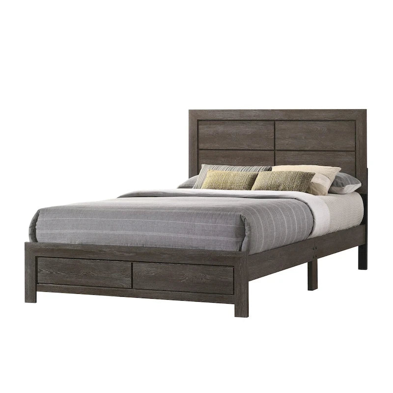 Lit double moderne et cadres de lit plateforme, marron foncé, en bois