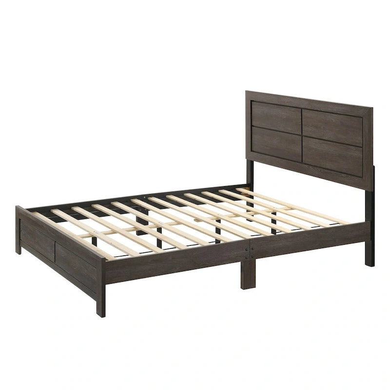 Lit double moderne et cadres de lit plateforme, marron foncé, en bois