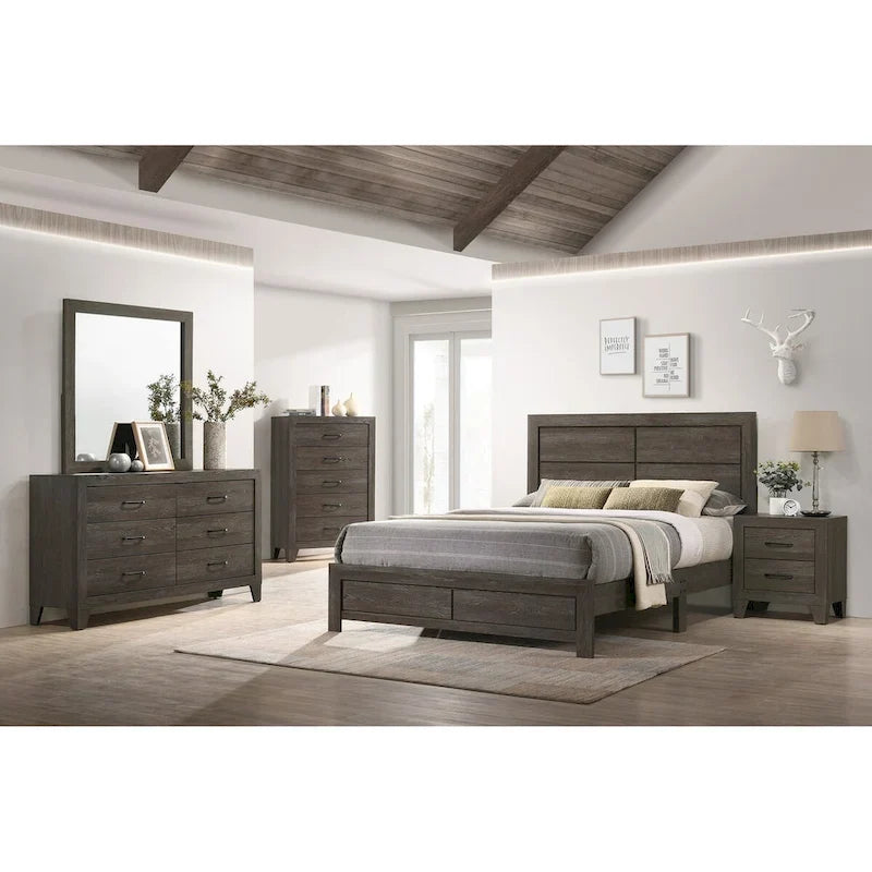 Lit double moderne et cadres de lit plateforme, marron foncé, en bois