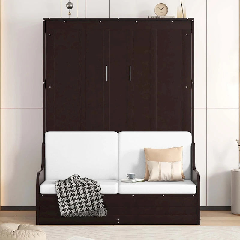 Lit mural escamotable Queen Size avec coussin