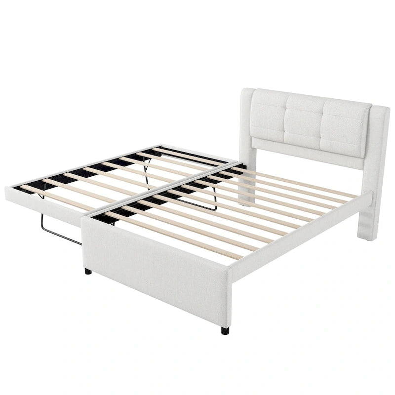 Lit plateforme tapissé Merax de taille standard avec lit gigogne