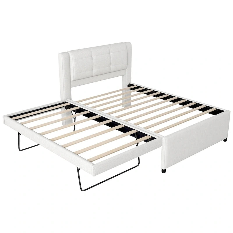 Lit plateforme tapissé Merax de taille standard avec lit gigogne