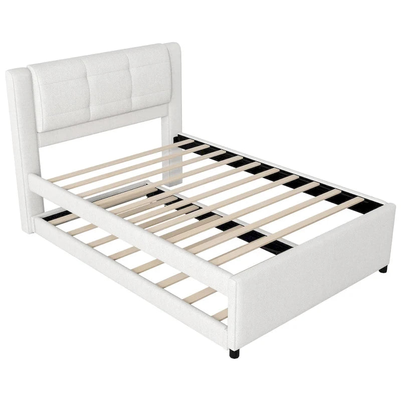 Lit plateforme tapissé Merax de taille standard avec lit gigogne