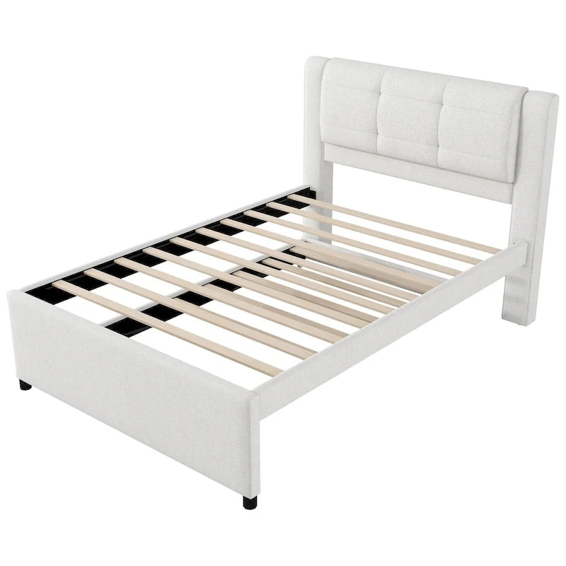 Lit plateforme tapissé Merax de taille standard avec lit gigogne