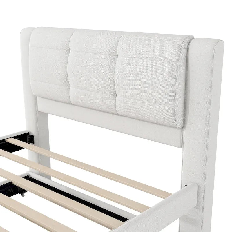 Lit plateforme tapissé Merax de taille standard avec lit gigogne