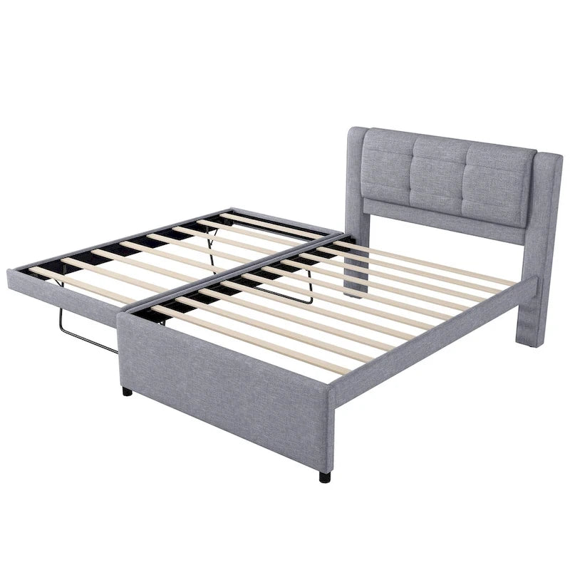 Lit plateforme tapissé Merax de taille standard avec lit gigogne
