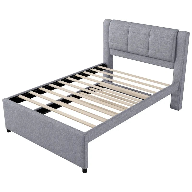 Lit plateforme tapissé Merax de taille standard avec lit gigogne