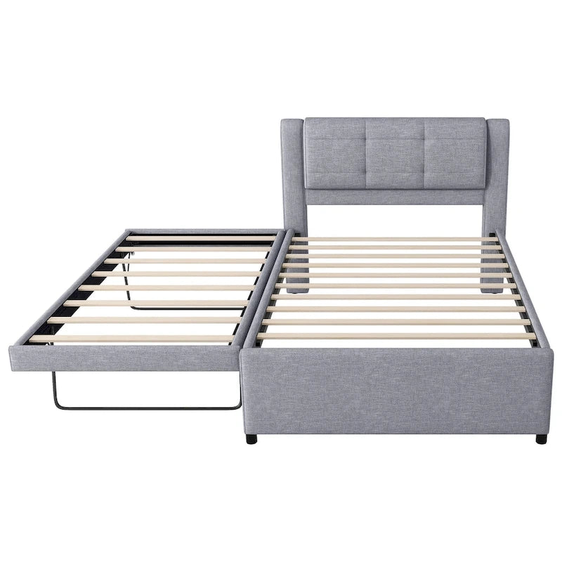Lit plateforme tapissé Merax de taille standard avec lit gigogne