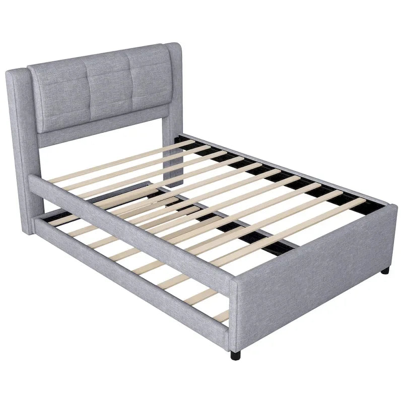 Lit plateforme tapissé Merax de taille standard avec lit gigogne